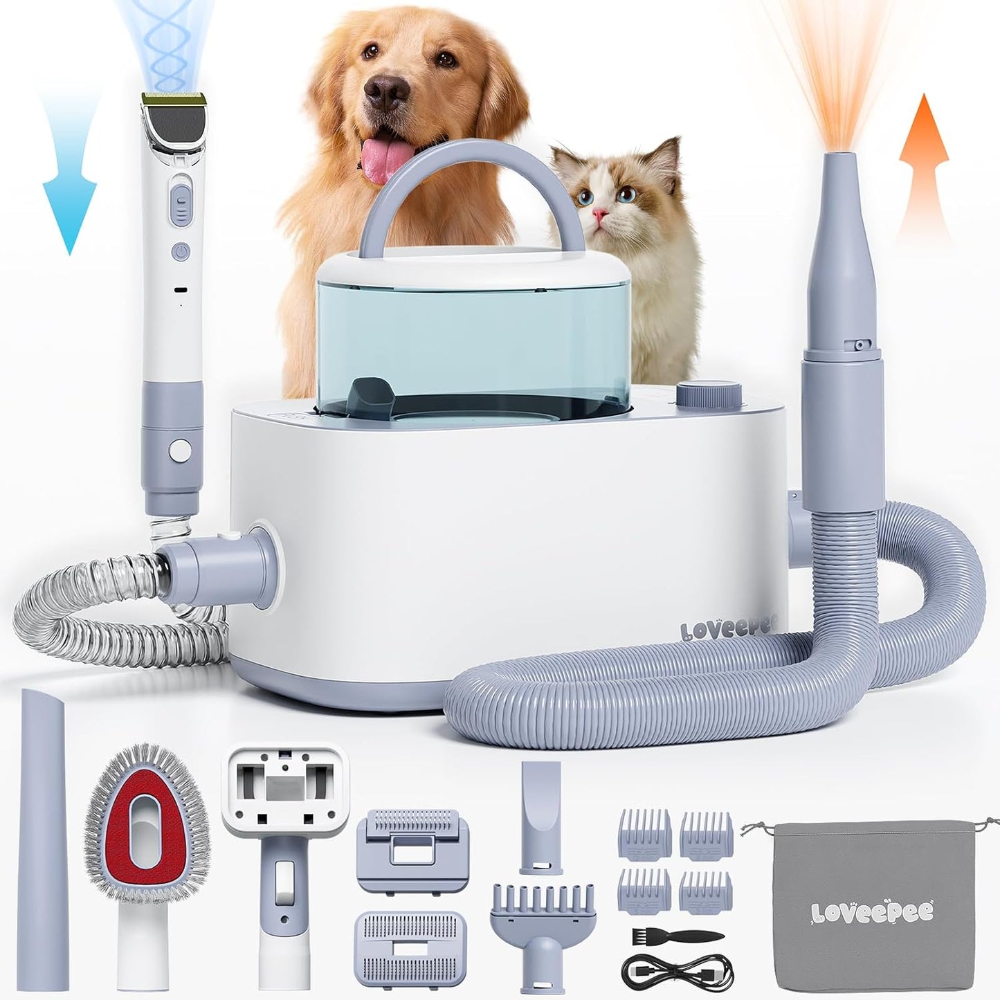 LOVEEPEE Dog Grooming Vacuum Kit: 9-in-1 Shedding Solution