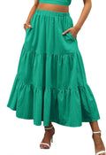 ANRABESS Womens Summer Boho Flowy Swing Tiered A-Line Maxi Skirt