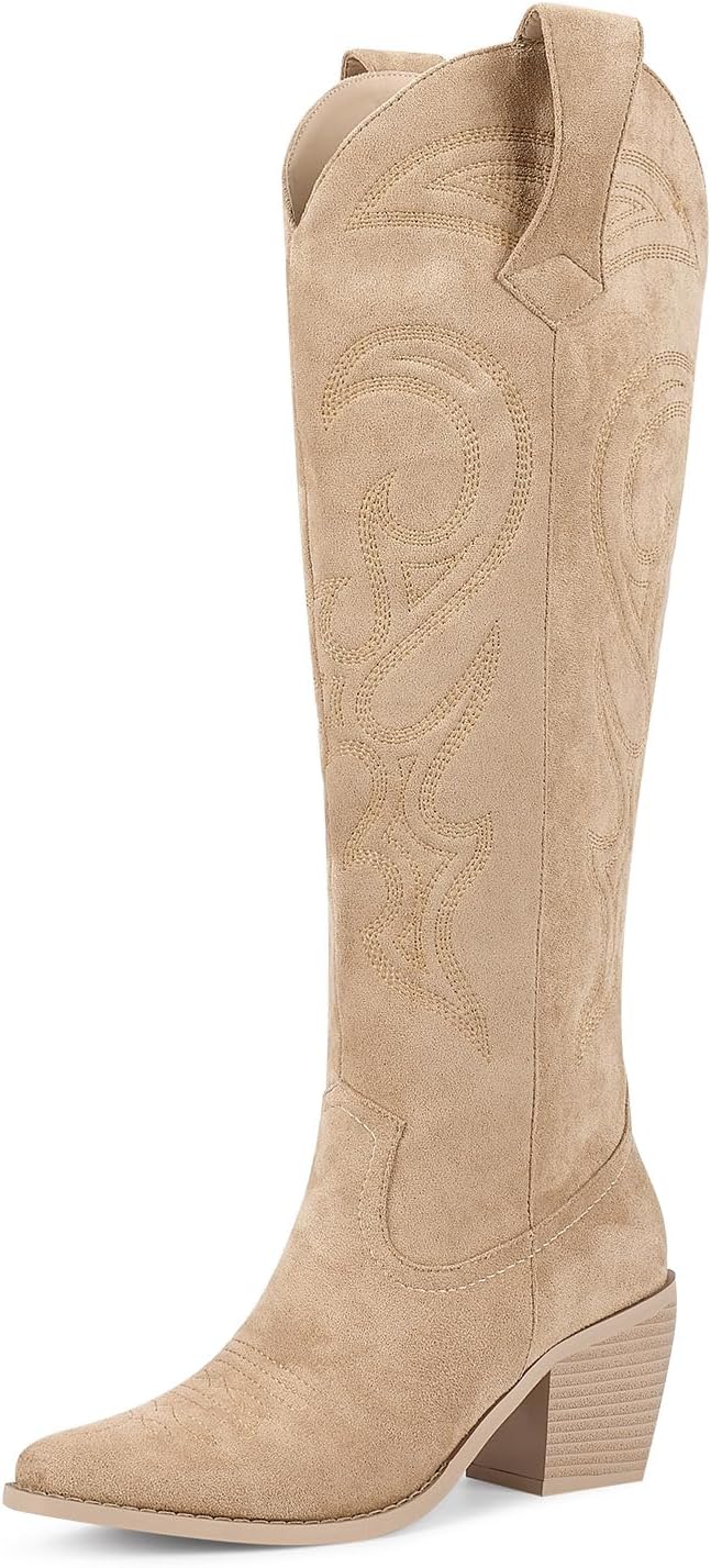 Stylish Knee High Cowgirl Boots for Women with Rhinestones