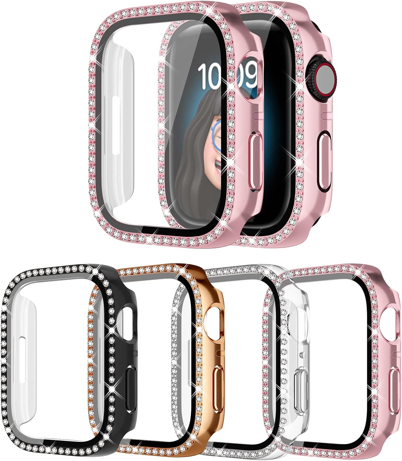 Sparkling Bling Apple Watch Case Set - Glitter Diamonds & Glass Protector