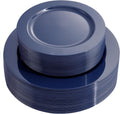 FLOWERCAT Blue Plastic Plates 100PCS - Heavy Duty Disposable Plates