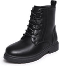 Waterproof Kids Combat Boots with Side Zipper - Lace Up Ankle