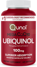 Qunol Mega Ubiquinol 100mg CoQ10 - Superior Absorption for Heart