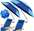Double Canopy 48.6in Beach Umbrella 2-Pack - Blue Light Blue Shade