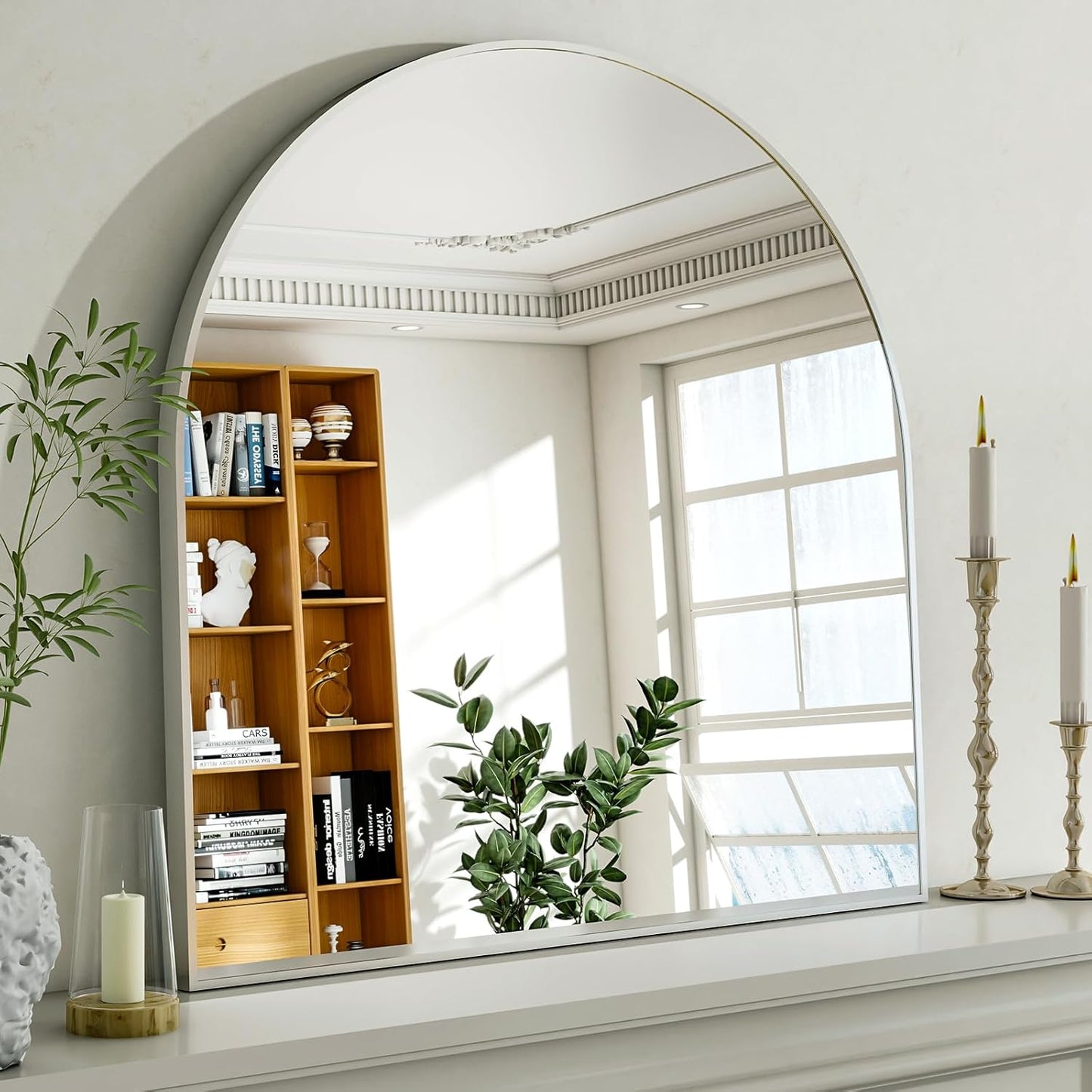 Arched Bathroom Mirror 32x34 Inch for Elegant Home Decor
