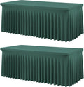 Hunter Green Spandex Tablecloths for 6 Foot Rectangle Tables - 2 Pack
