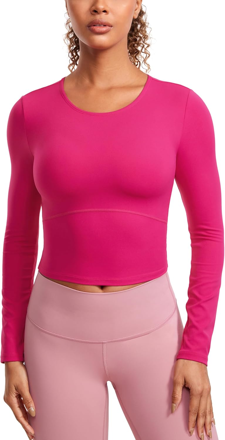 CRZ YOGA Butterluxe Womens Long Sleeve Crop Yoga Shirts