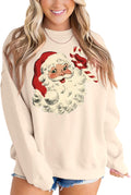 Women's Fleece Sweatshirt with Retro Santa - Perfect for Christmas