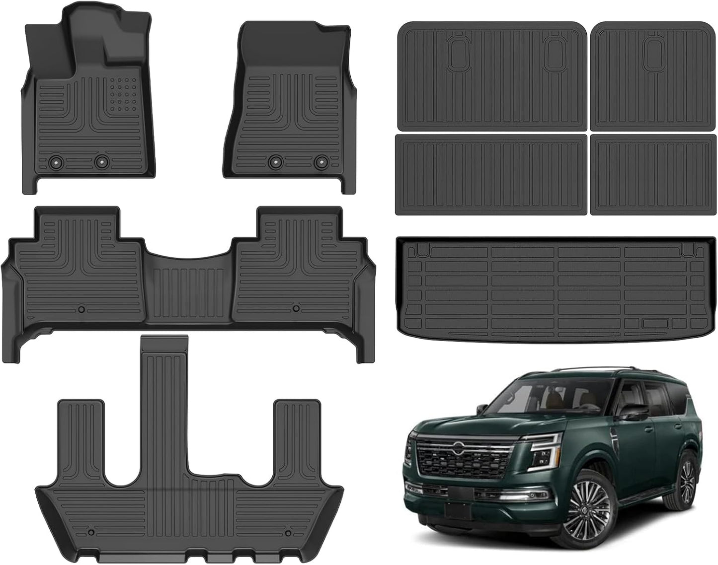 Hutisya Floor Mats & Cargo Liner Set for Nissan Armada 2025