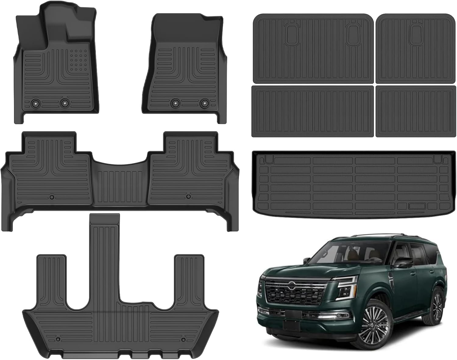 Hutisya Floor Mats & Cargo Liner Set for Nissan Armada 2025