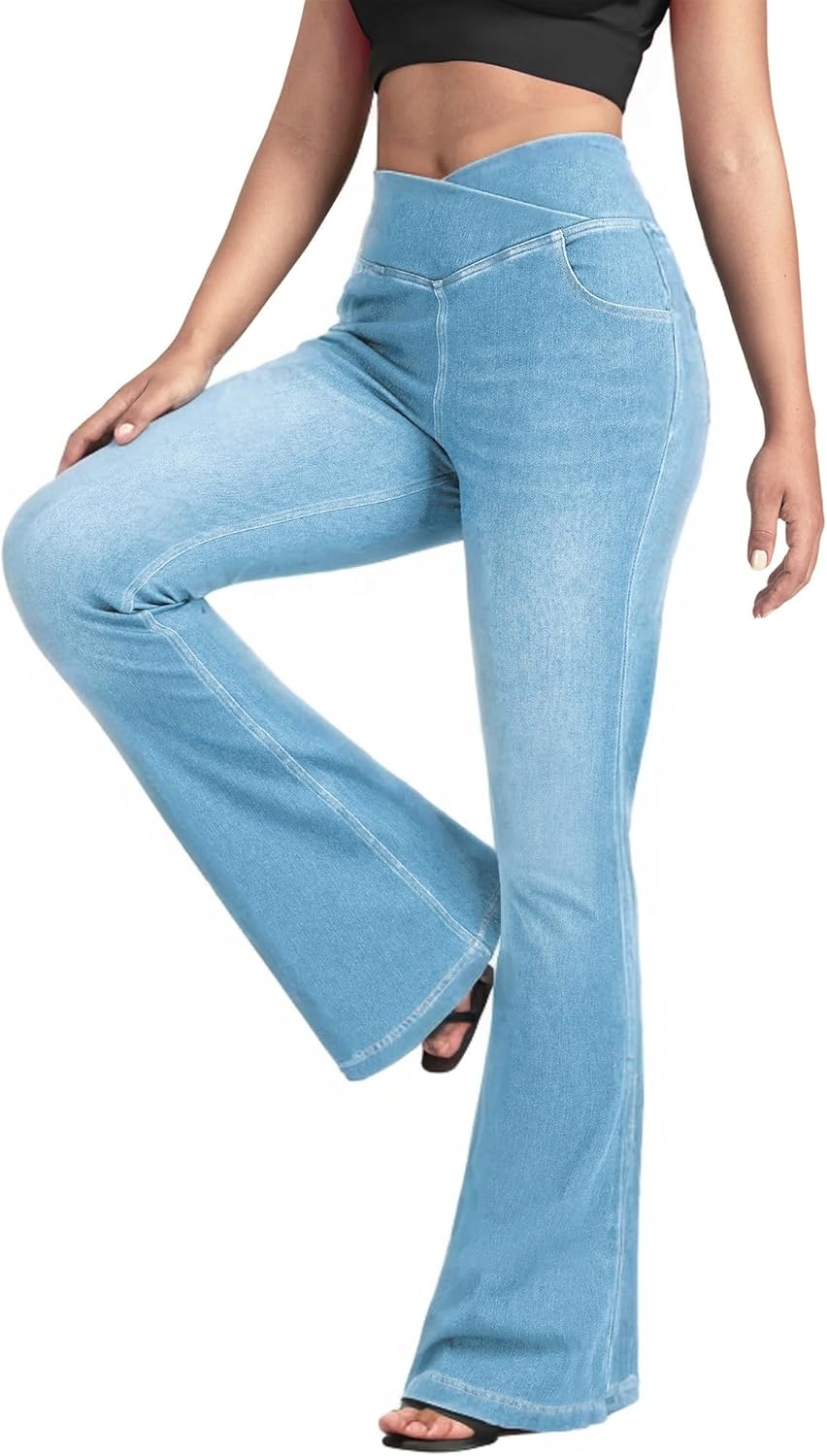 Stylish BlueRose Flare Jean Leggings for Women, High Waisted