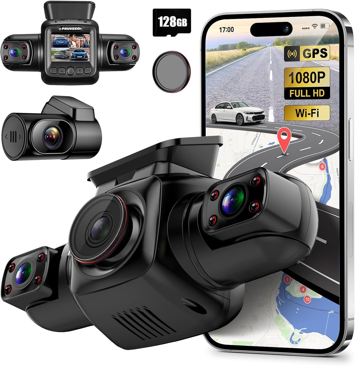 PRUVEEO 360 Dash Cam - Crystal Clear 24/7 Protection