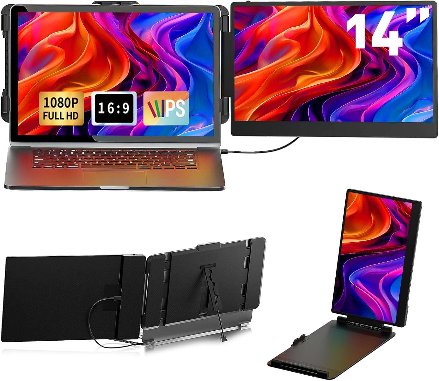 14 Inch FHD IPS Laptop Screen Extender - Portable HDMI Monitor
