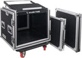 Sound Town Shock Mount 10U ATA Rack Case with 11U Slant Mixer Top