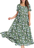 YESNO Women's Casual Floral Dress with Practical Pockets