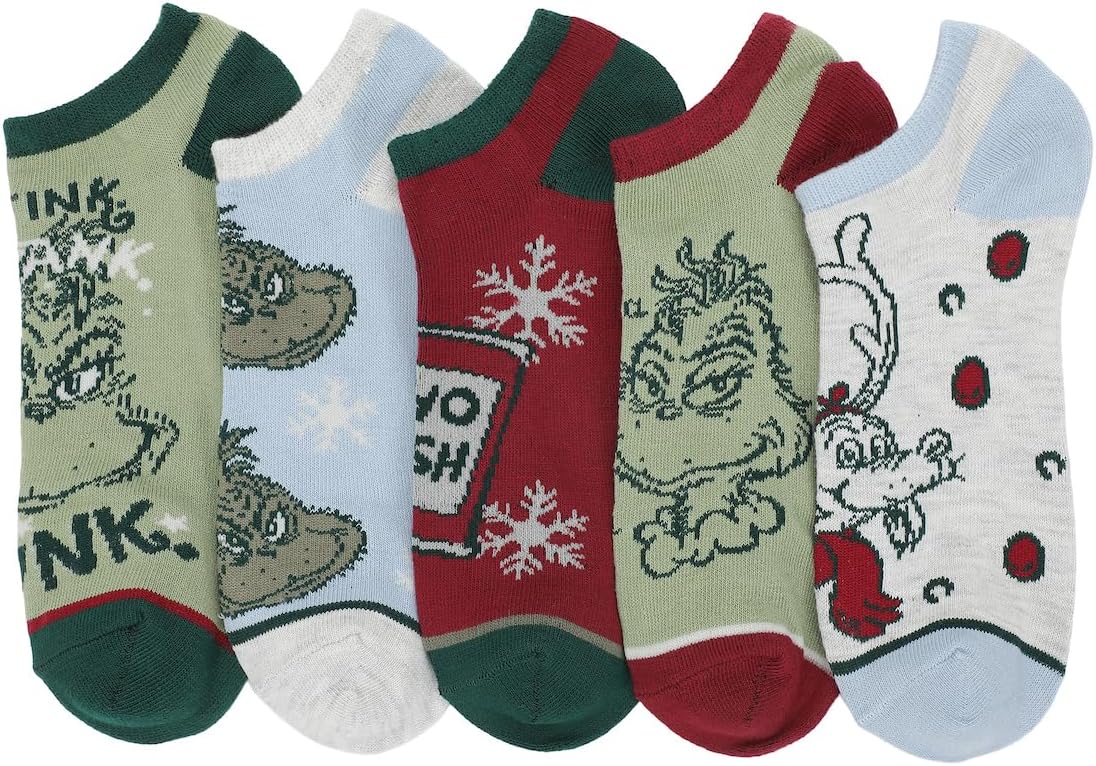 Cozy Grinch Tonal Ankle Socks x5
