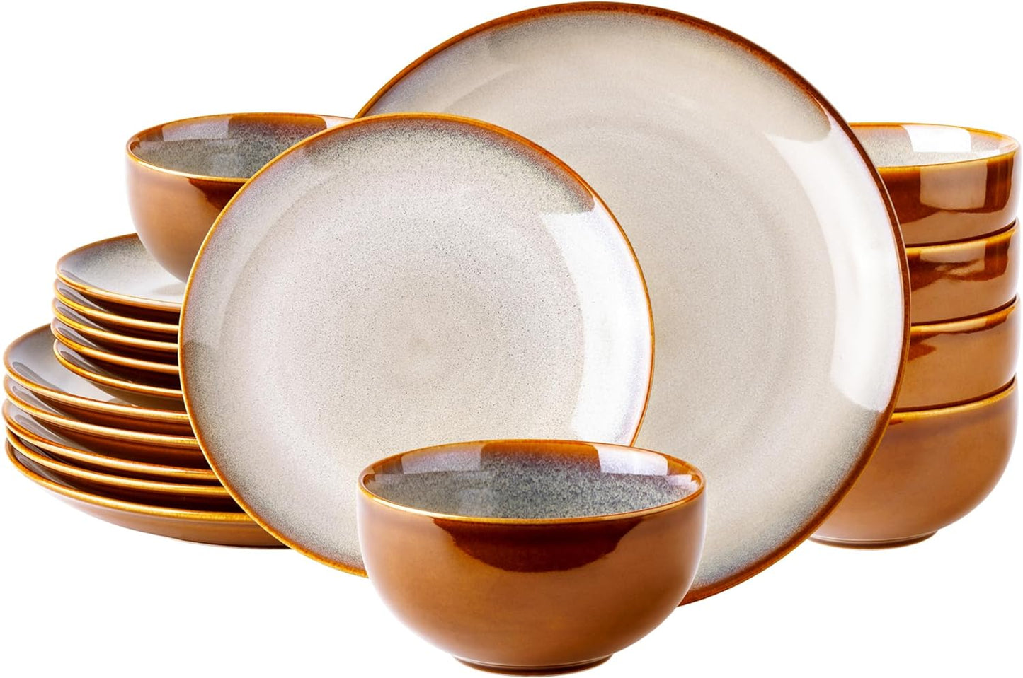 LeRatio Ceramic Dinnerware Set for 6, 18-Piece Stylish Dishes