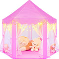 Pink Princess Tent for Girls With LED Small Star Lights - Castle