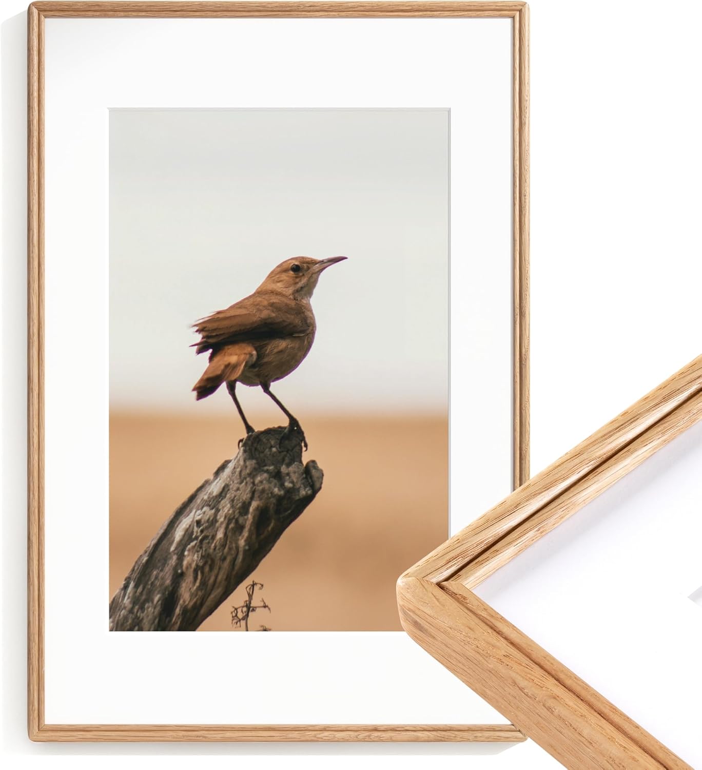 16x24 Natural Solid Oak Wood Picture Frame for Art Display