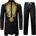 Men's Africa Suit Long Sleeve Dashiki and Pants Set - Slim Fit
