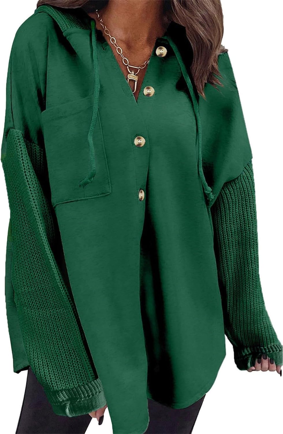 SHEWIN Oversized Sweatshirt for Women with Button Hooded Design