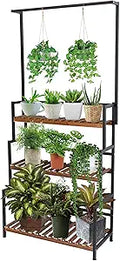 Hanging Plant Stand Indoor 3-Tier Plant Shelves with Bar - Sturdy