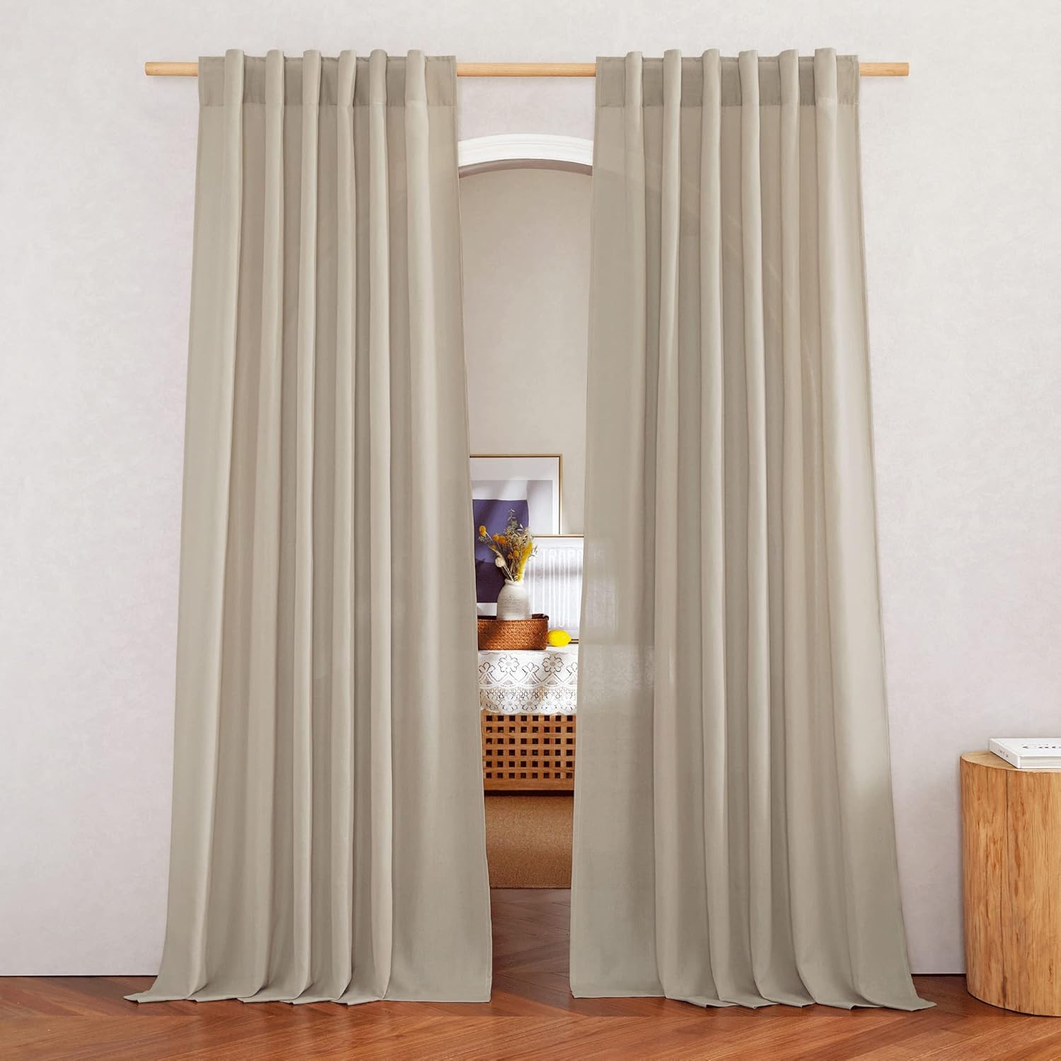 NICETOWN Thick Linen Bedroom Curtains for Privacy and Style