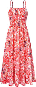 Womens 2025 Floral Maxi Dress - Smocked Waist Beachwear