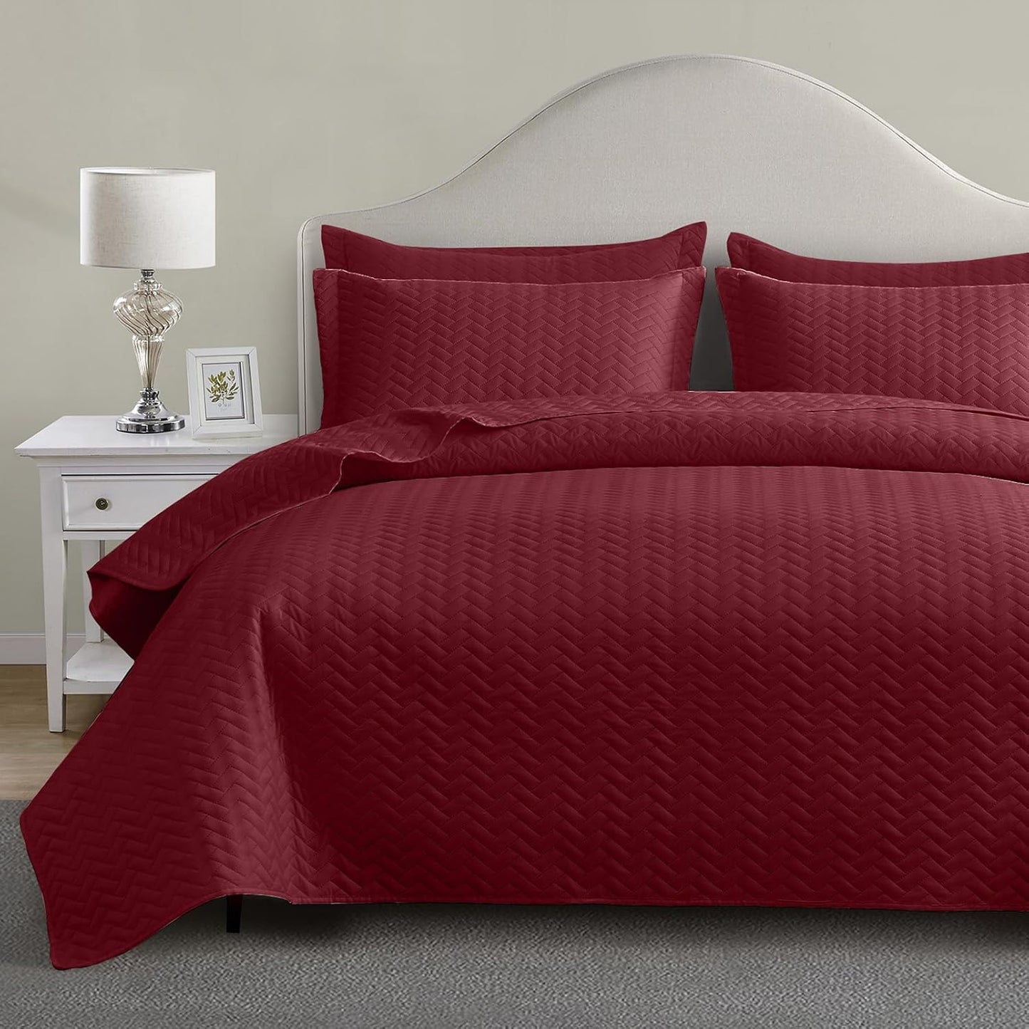 Maple&Stone King Size Quilt Set with Chevron Pattern for Comfort