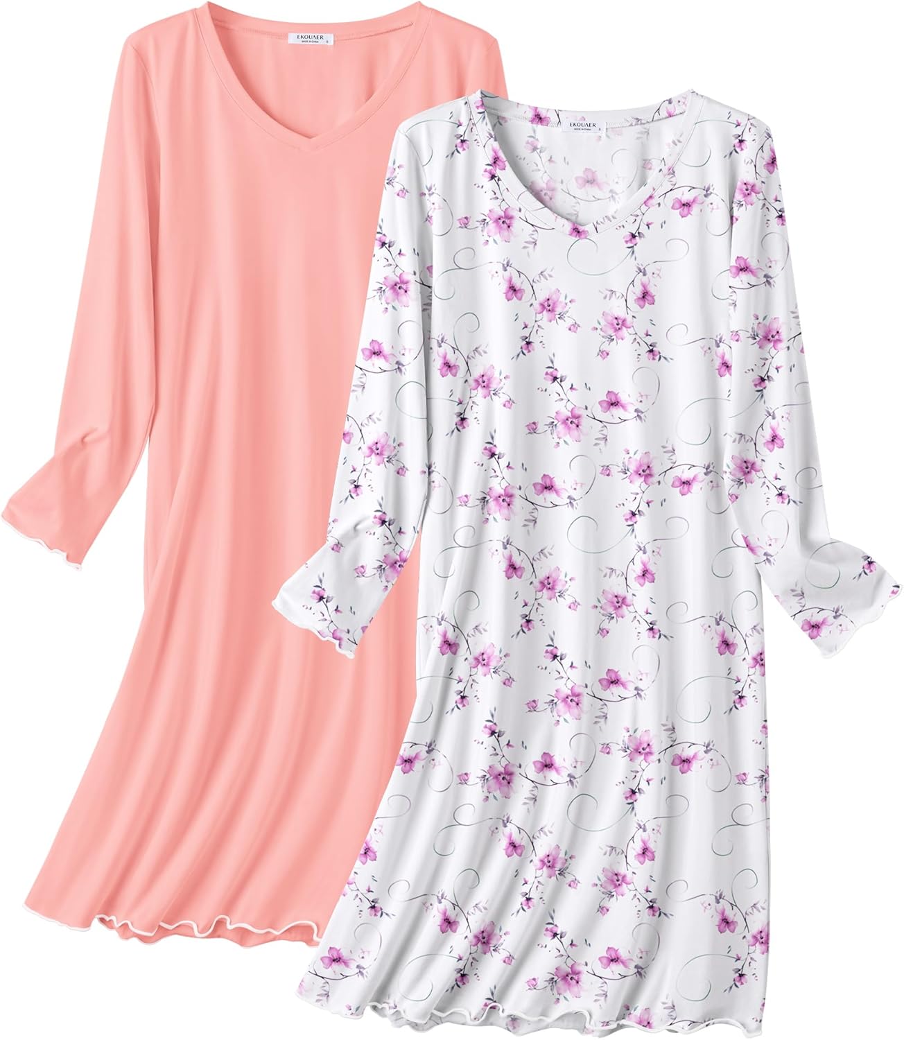 Ekouaer Cotton Nightgowns for Women - Soft Sleepwear Set