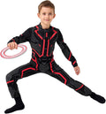 Kids Costume for Boys Hero Cyberspace Jumpsuit with Glow Frisbee