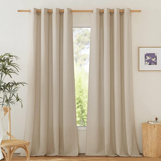 NICETOWN Thick Flax Linen Curtains for Living Room and Bedroom