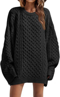 Womens Oversized Sweaters Chunky Cable Knit Crewneck Tunic - Cozy Fit
