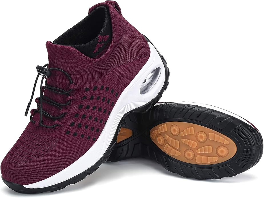 Women's Walking Shoes Slip on Mesh Air Cushion Comfortable Wedge
