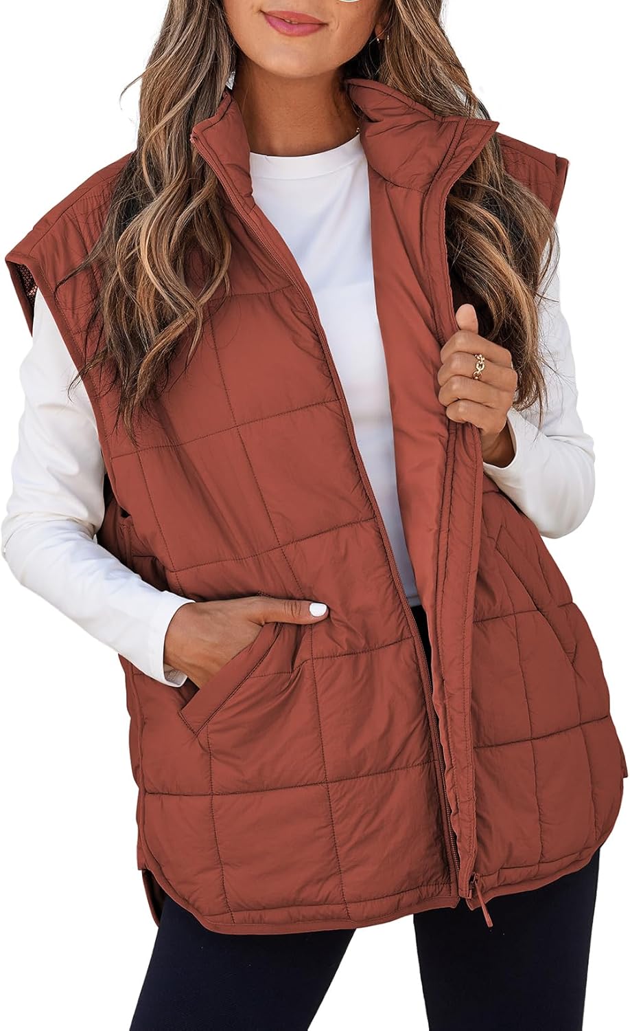 EVALESS Womens Puffer Vest Zip Up for Stylish Fall Outfits