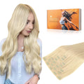 Real Human Hair Clip-Ins 130g Bleach Blonde 14 in - Full Seamless Set