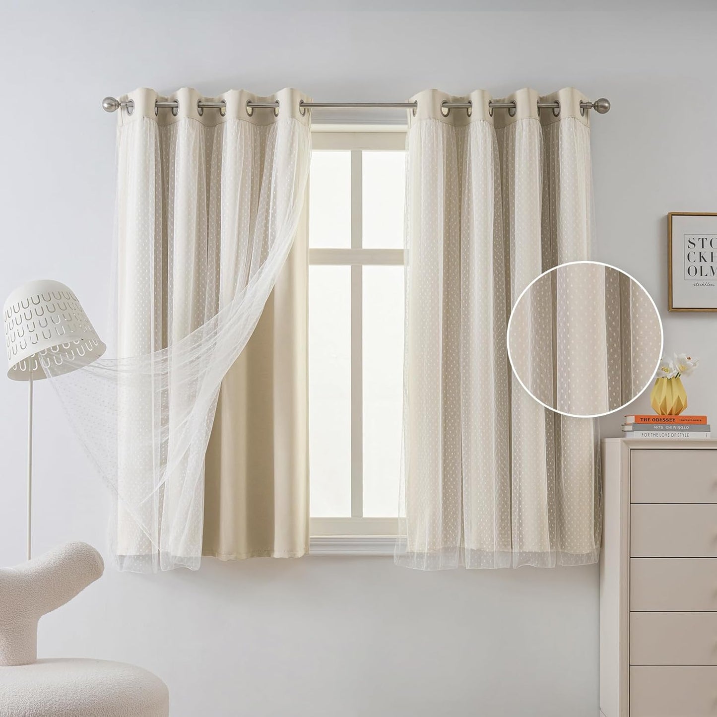 MYSKY HOME Beige 70% Blackout Curtains for Girls Bedroom