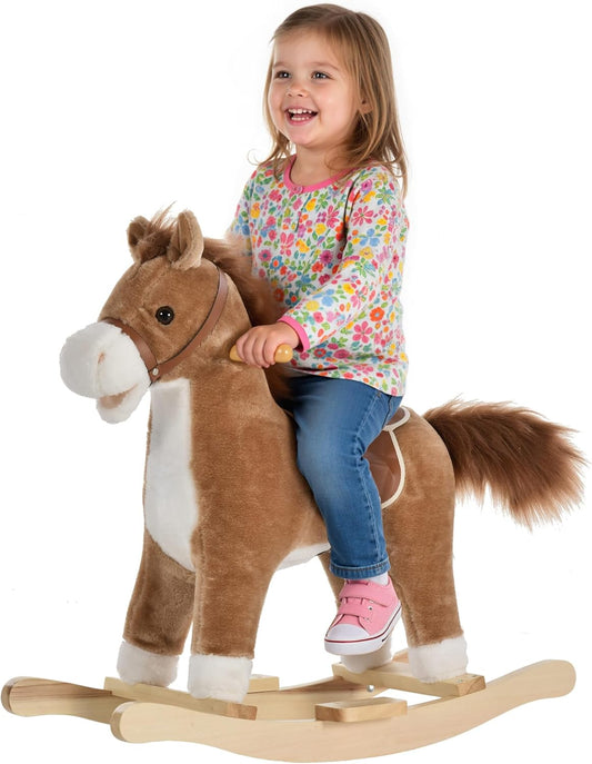 Qaba Rocking Horse Plush Animal with Sounds for Kids Fun