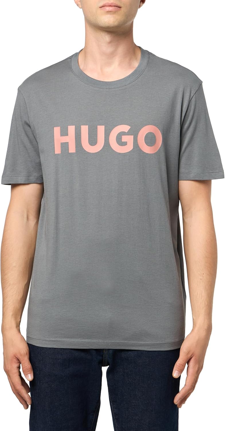 HUGO Mens Print Logo Short Sleeve T-Shirt for Casual Style