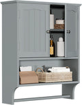 Smuxee Grey Bathroom Cabinet Wall Mounted with Towels Bar - Space