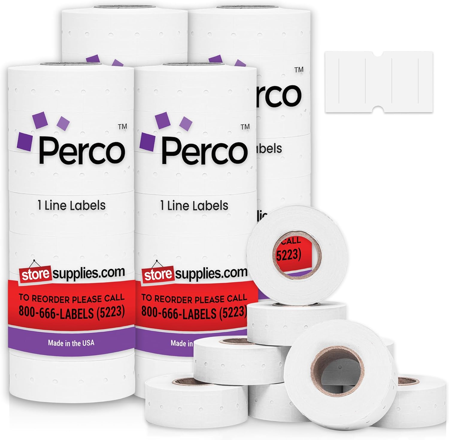 Perco 1 Line White Labels - 32,000 Blank Price Labels