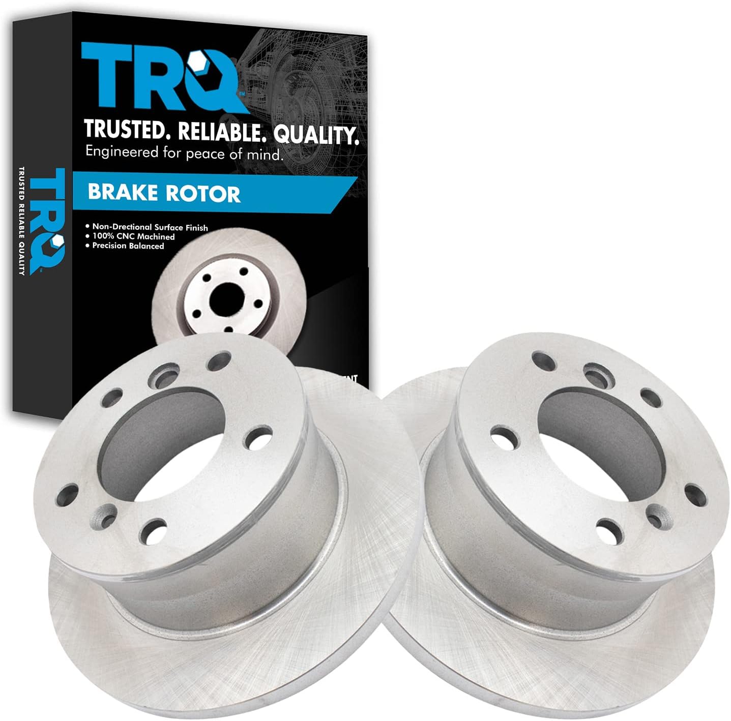 TRQ Rear Brake Rotors Set Solid for Dodge Sprinter and Mercedes