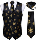 DiBanGu Christmas Men's Suit Vest and Tie Set - Festive Snowflake Look