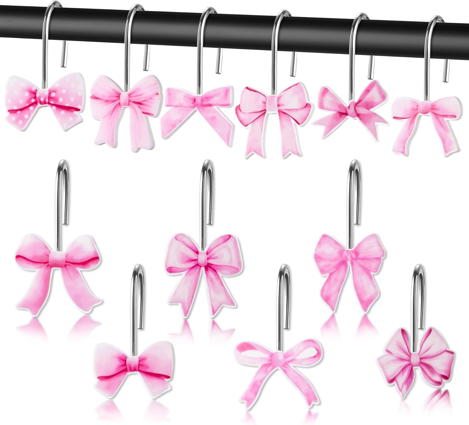 Pink Bow Knot Shower Hooks Set