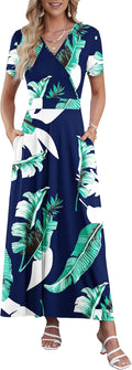 AUSELILY Maxi Dress Ankle Length Floral Print - Flowy Summer Comfort