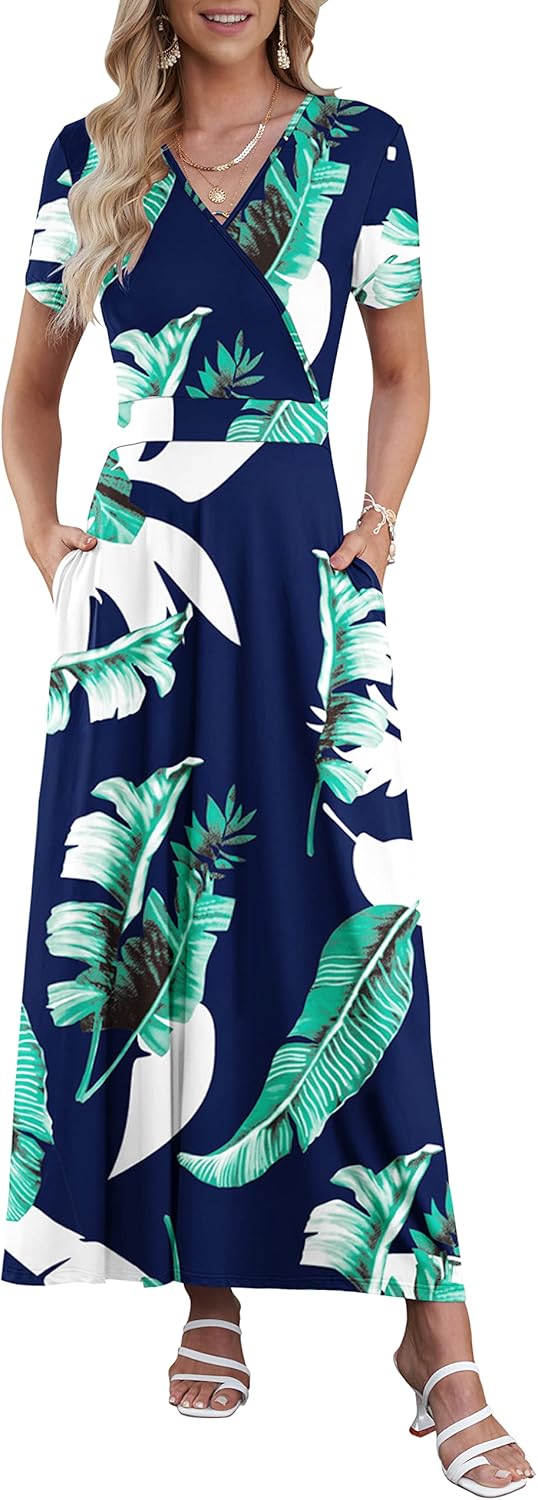 AUSELILY Maxi Dresses for Women with Pockets and Floral Print