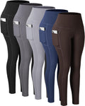 CHRLEISURE High Waisted Leggings with Pockets - 3 Pack Comfortable Fit