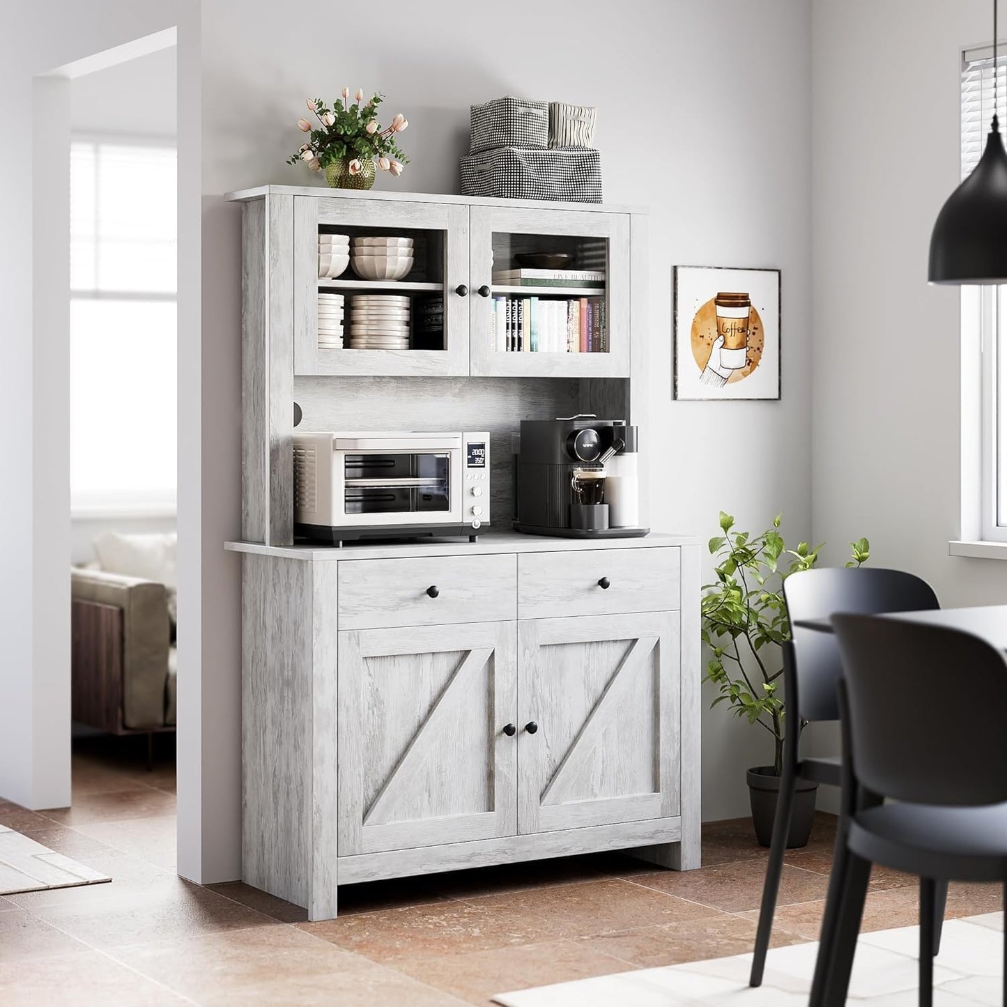 Freestanding Kitchen Pantry with Adjustable Shelves
