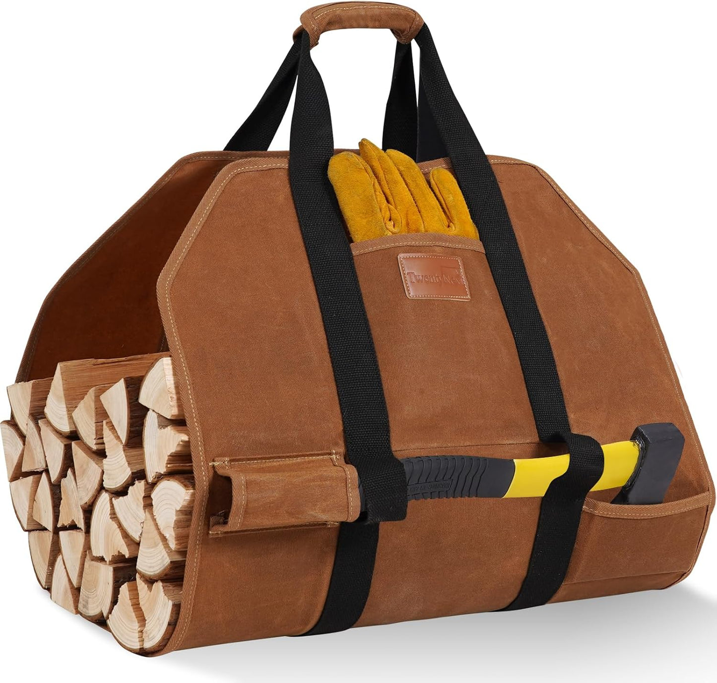 Heavy Duty Waxed Canvas Firewood Tote - Carry with Ease