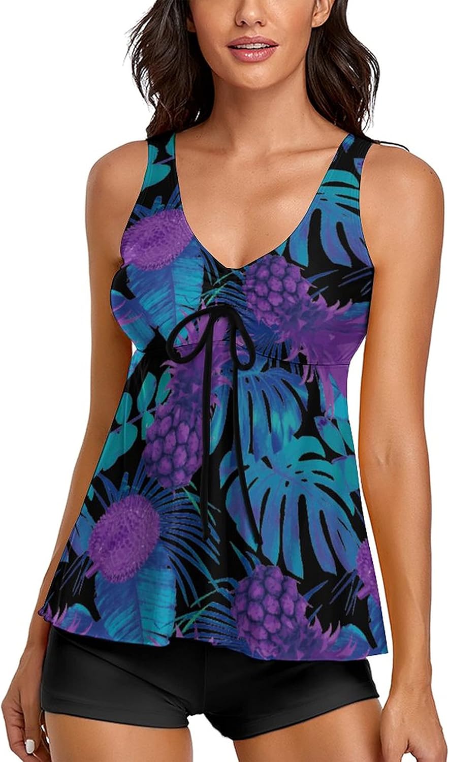 Modest Tankini Swimsuits for Women with Floral Print Design